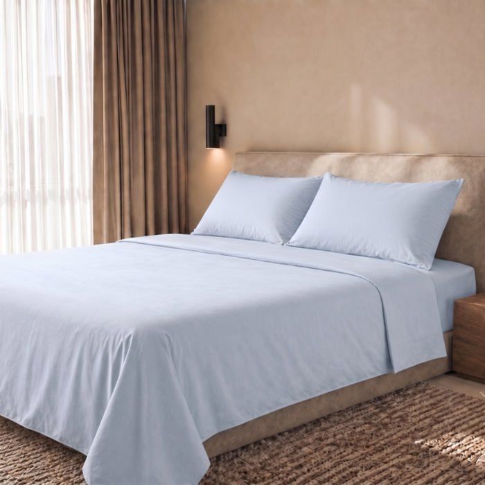 Parure de lit - THE WHITE STONE - 200 TC Percale - 180x200 - Blanc Glacé - 100% coton Parure de lit - THE WHITE STONE - 200 TC Percale - 180x200 - Blanc Glacé - 100% coton