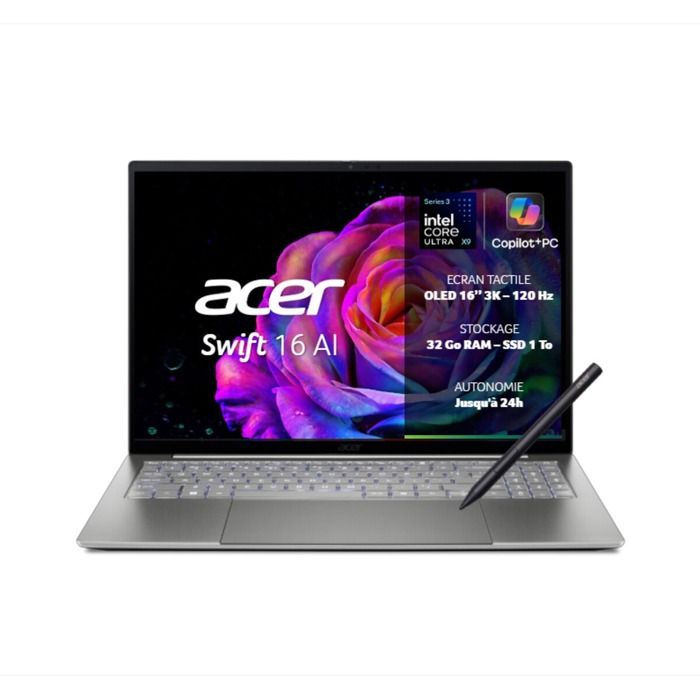 Swift 16 AI SF16 99D5 16 Ecran tactile Copilot+ Intel Core Ultra X9 RAM SSD - vue 7