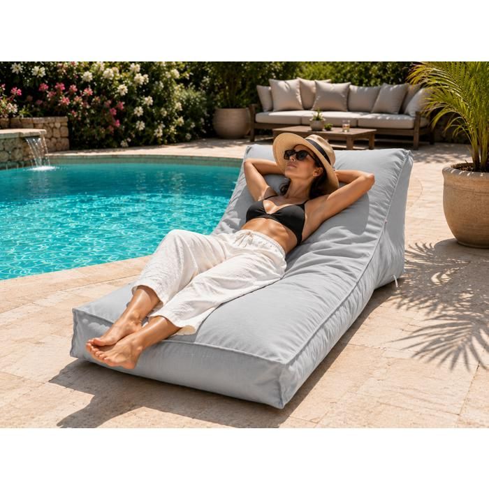 Matelas bain de soleil transat uni gris clair Matelas bain de soleil transat uni gris clair