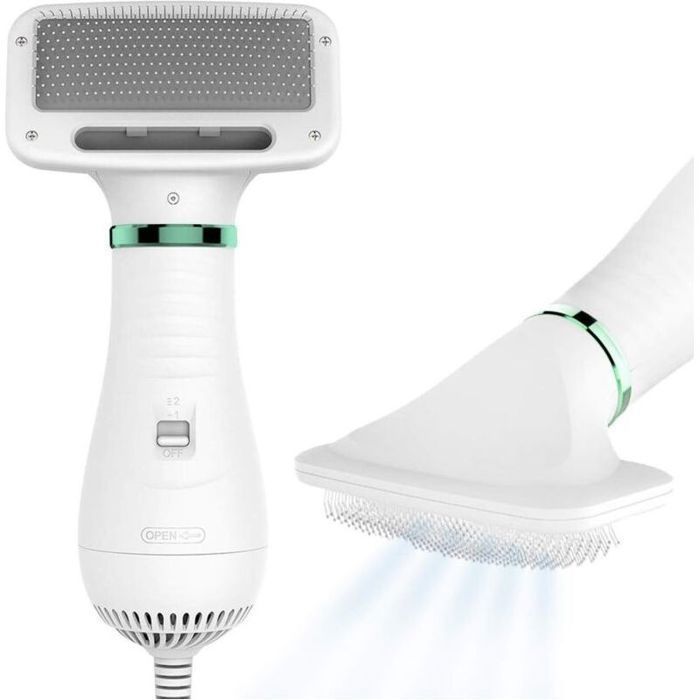 Sèche-Chien et Chat 2 en 1 Brosse Séchante avec Pulseur Portable Silencieux Température Réglable Toilettage pour Animaux
