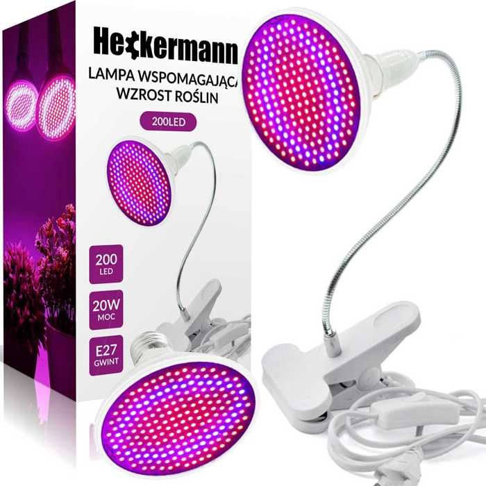 Lampe horticole LED Heckermann 20W modèle 200LED avec support