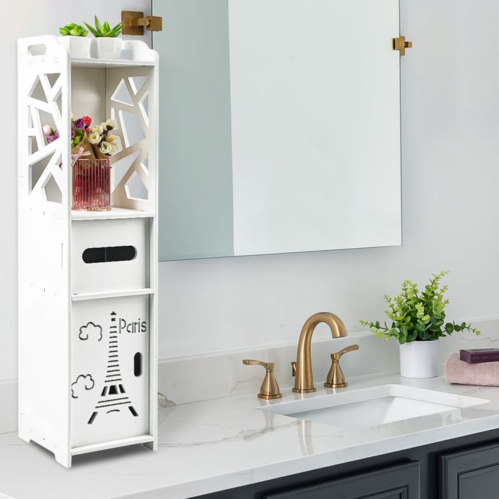 OHMG-Casier De Salle De Bain-Casiers Autoportants-Étroite Et Grande-Respirant Imperméable À Lhumidité-Facile À Installer-Blanc