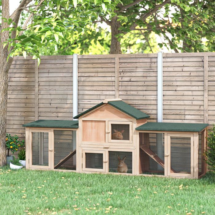 Clapier lapin XXL 210×45 5×84 5cm pin massif pré‑huilé 2 étages toit bitumé tiroir déjection pour rongeurs