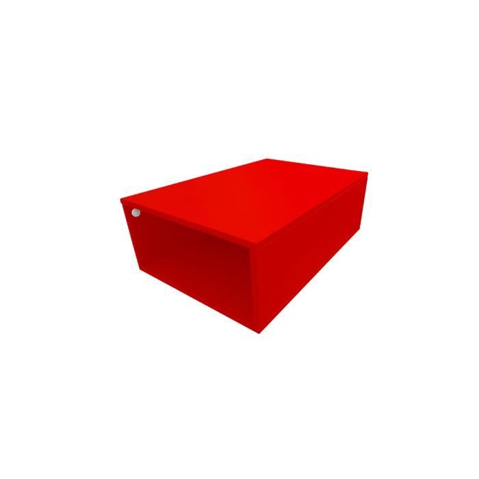 cube de rangement bois profondeur 75 cm - couleur - rouge