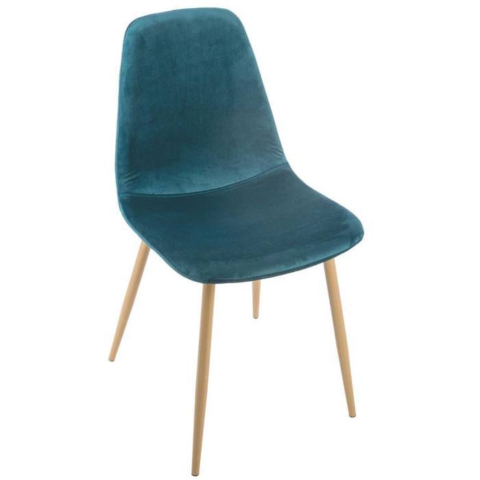 Chaise Roka velours bleu canard - Atmosphera Créateur dintérieur Chaise Roka velours bleu canard - Atmosphera Créateur dintérieur