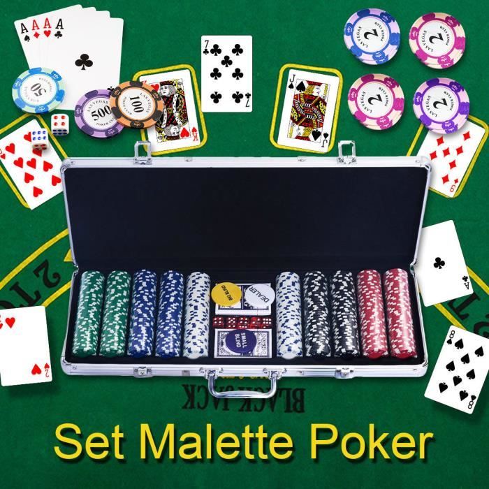 Malette de poker malette 500 jetons 11.5g cartes plastique valise en aluminium Occasion