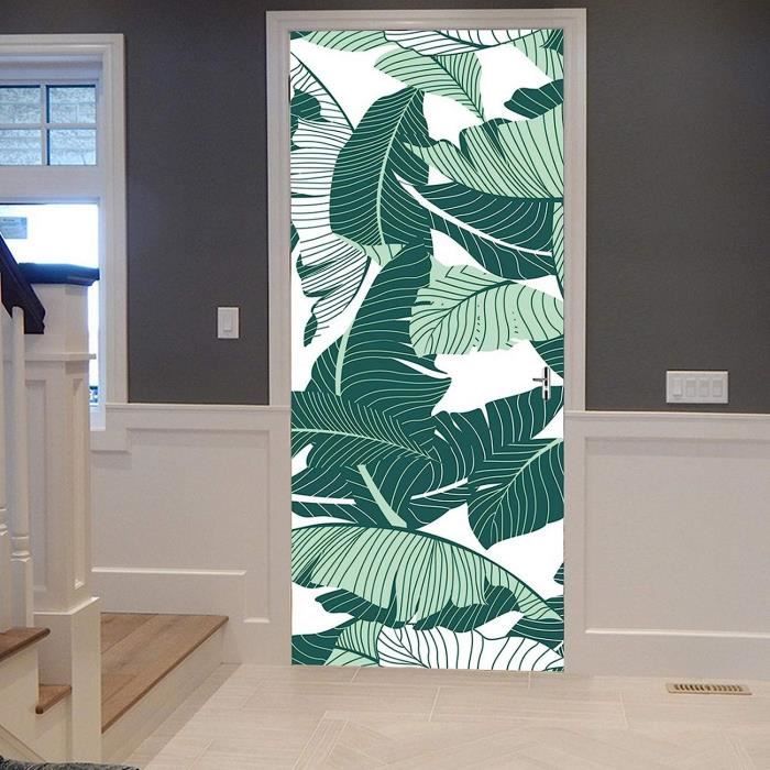 Sticker Porte Autocollant Poster de Porte 3D Neige Forêt Hiver Paysage