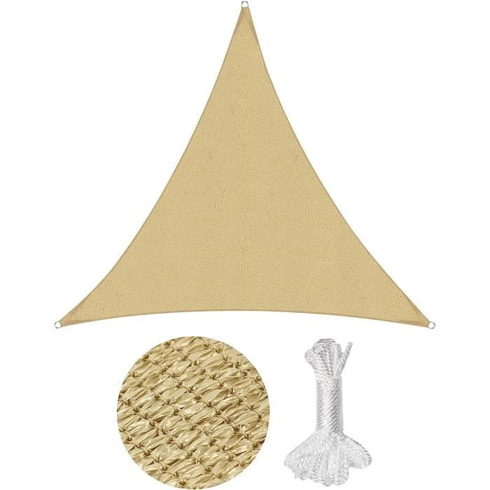Voile D'Ombrage Triangulaire Alnicov 3x3 M - Anti-UV 98%, Imperméable, Kit De Fixation, Pour Jardin, Terrasse, Piscine (Créme)