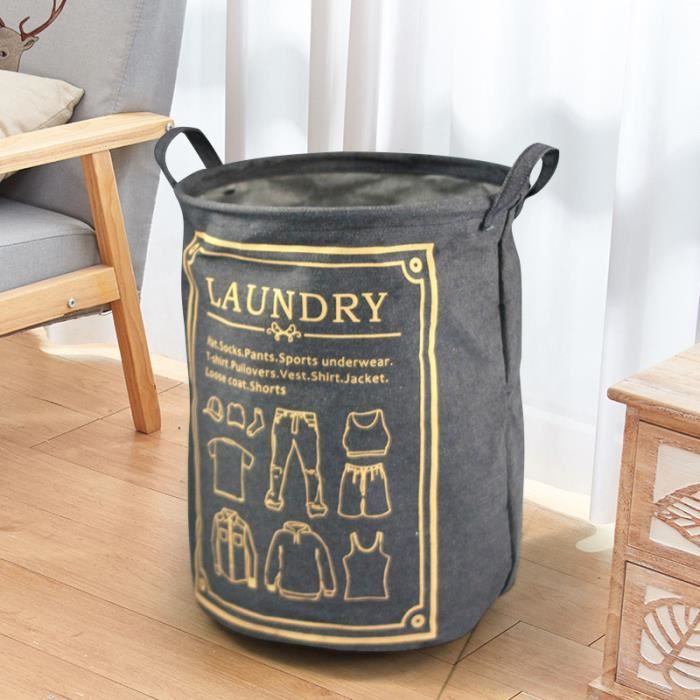 Paniers à Linge Pliables LessMo - Lot De 2, 60 L Chacun, Fermeture Cordon, Doublure PE étanche, 50x40 Cm