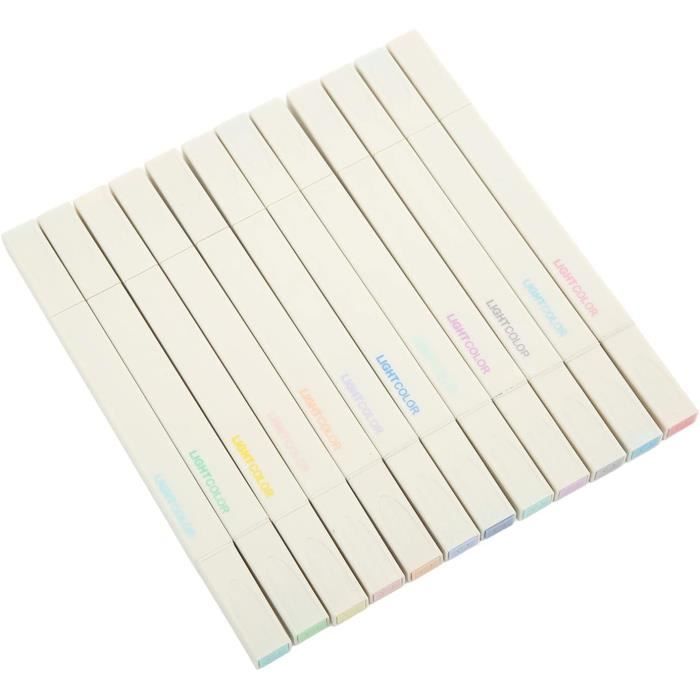 Surligneurs Pastel Double Pointe - Lot De 12 Marqueurs Sans Tache, Séchage Rapide