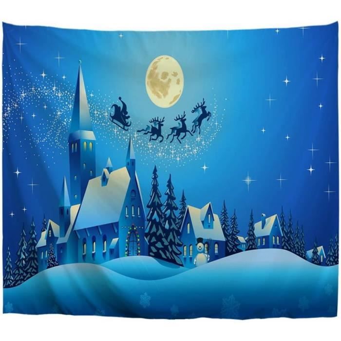 Le Père Noël Sur Un Traîneau Avec Des Rennes Dans Le Ciel Avec La