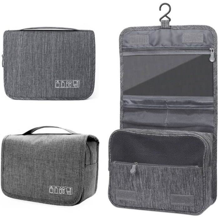 Trousse De Toilette Voyage Pliable Grande Capacité 10.56L - Gris - Polyester - Neuf
