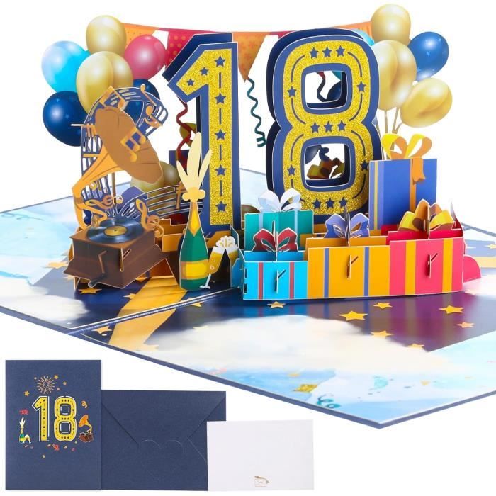 Joyoldelf Verjaardagskaart Voor De 18e Pop Up Wenskaarten, 3D Kaart Verjaardagskaarten Met Envelop Vrouwen Moeders Meisjes Mannen Vrienden Romantische Cadeaukaart 1011869351