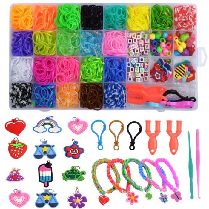 Kit Bracelets Élastiques 3000+ Pièces – 32 Couleurs, Perles, Outils – Activité DIY Enfant – À Partir De 5 Ans