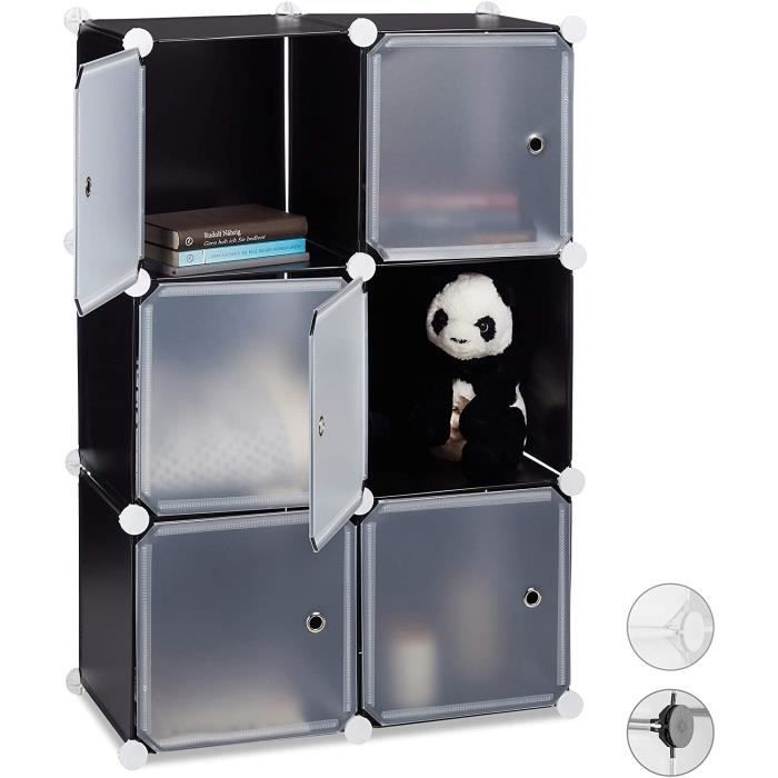 Étagère Modulable 6 Cubes Relaxdays – Rangement Penderie, Bureau Ou Salon – Plastique & Acier Noir – 97,5 × 66 × 32 Cm – Montage Facile Sans Outils