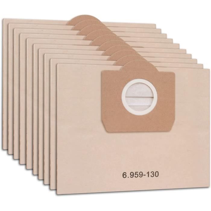 Lot De 10 Sacs Pour Karcher Wd3 Premium Wd3s Wd3p 6.959-130.0 Mv3 Wd 3 6904 0510 A2504 A2604 Poussiere Papier Poubelle Sachet Aspirateur 90386467