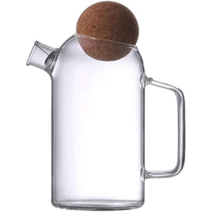 Pichet En Verre 2 Litres Avec Couvercle Acier Inoxydable - Carafe à Eau, Jus Et Boissons - Design Élégant