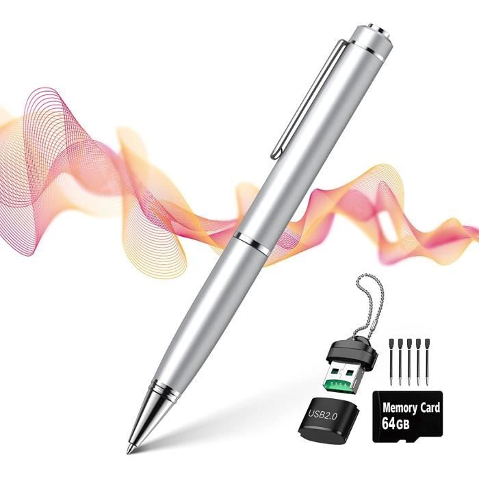 Enregistreur Vocal Numérique USB - Format Stylo, 32 Go Inclus - Autonomie 13h, Format WAV - Pour Réunions, Interviews