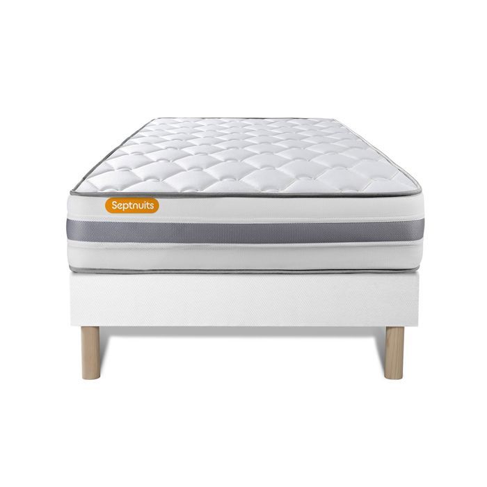 Ensemble matelas sommier Memo spring 90 x 200 cm - Couleur : Blanc - Blanc