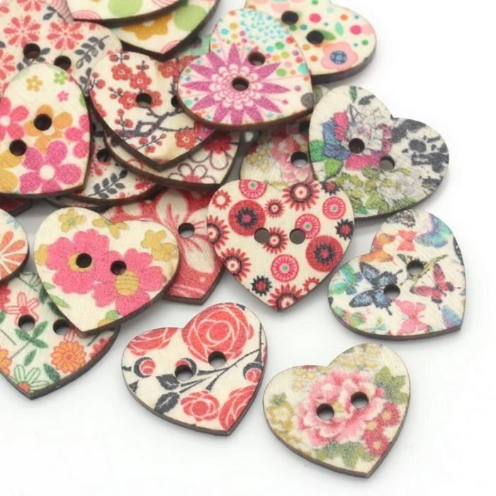 10 X en Bois Peint Fleur Boutons 25 mm 1 pouces ENVOI GRATUIT