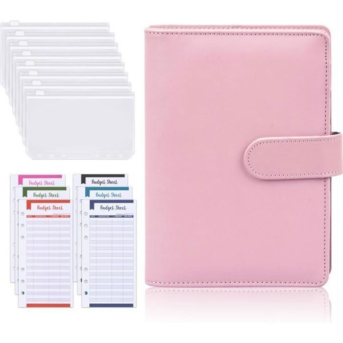 Classeur A6, Classeur Budget Enveloppe avec 12 Feuilles de Budget e 8  Pochettes Transparentes