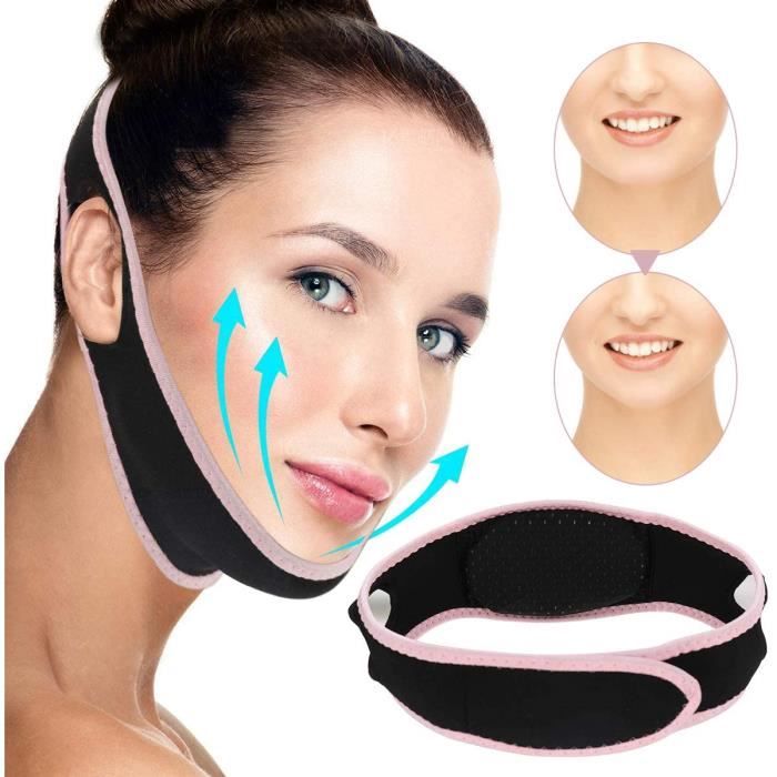 HyzaPhix 2pcs Masque Facial pour Double Menton Réducteur, V Line Lifting  Mask Chin Strap Mentonnière Anti-Ronflement pour Anti Ronflement Efficace