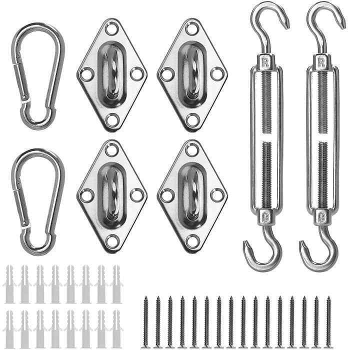 Kit De Fixation Pour Voile D'Ombrage 316L En Acier Inoxydable M6 - Kit De Montage Pour Hamacs