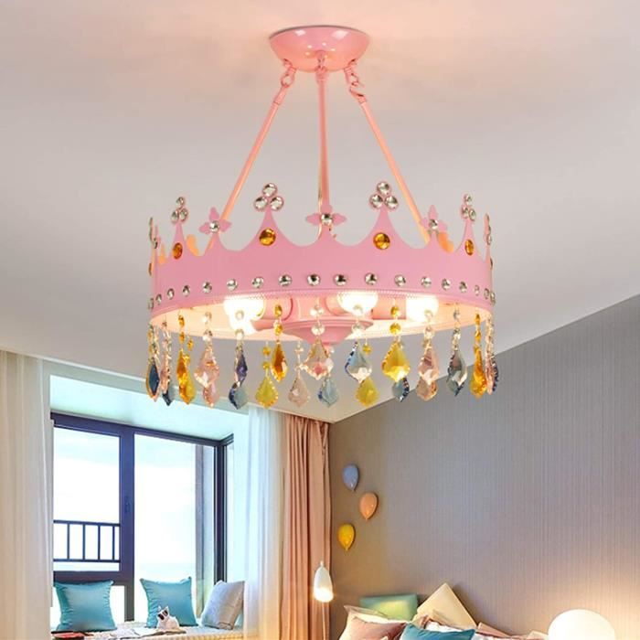 XUANLAN Bougeoir décoratif de lustre en cristal rose de bougie lumières pendantes de chambre à coucher de salon de chambre denfants 