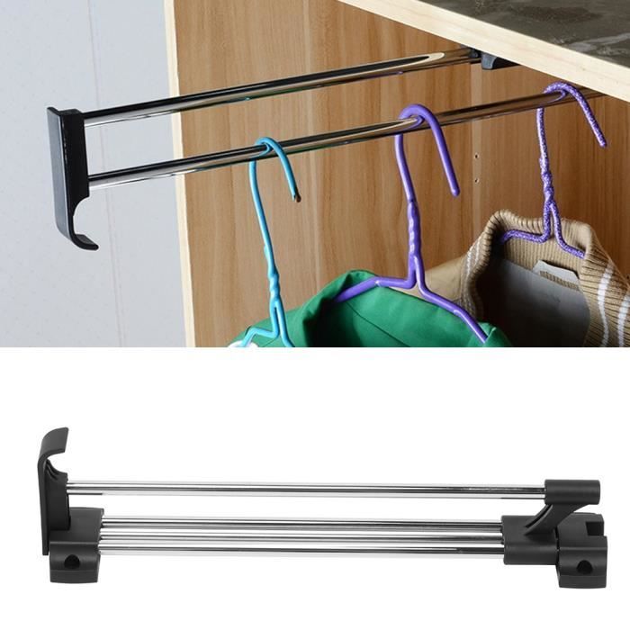 Qiilu Tringle télescopique pour vêtements Tige de placard extensible coulissante pour armoire de penderie porte-organisateur de