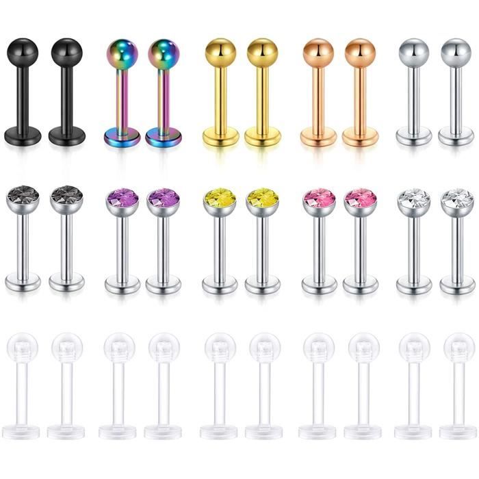 AVYRING 8 Pièces Piercings Oreille Tragus Labret 16G Acier Chirurgical Avec CZ - Hypoallergéniques