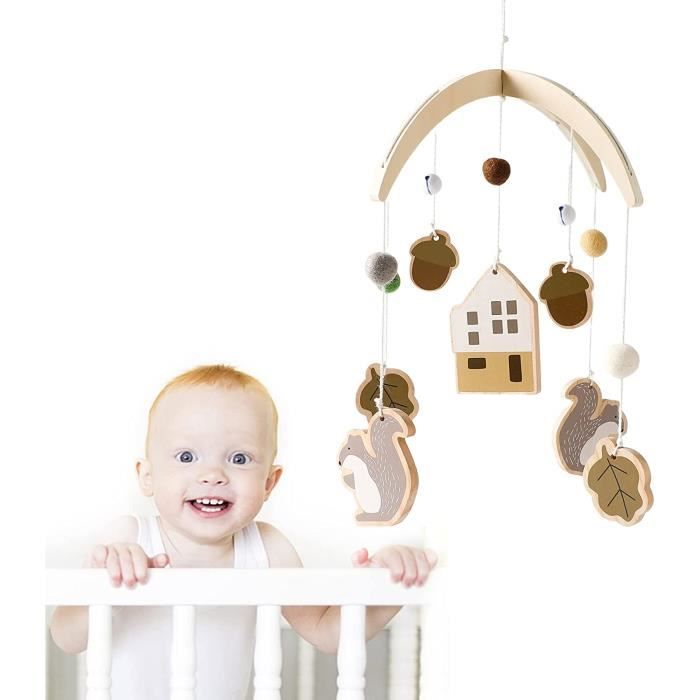 Bras mobile pour berceau de bébé en bois naturel brun