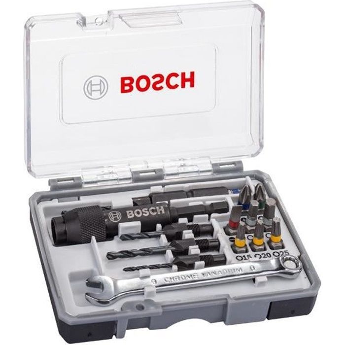Set embout de vissage Bosch (Kit 26 pièces, Assortiment d'embouts de vissage  avec cliquet) - Cdiscount Bricolage