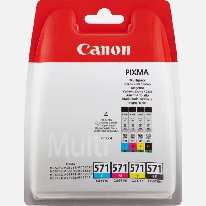 CANON Pack de 4 cartouches dencre CLI-571 Noir/Cyan/Magenta/Jaune
