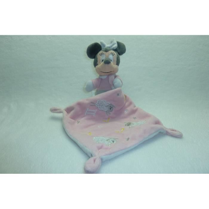 DOUDOU SOURIS PELUCHE MINNIE AVEC MOUCHOIR COMME NEUF DISNEY
