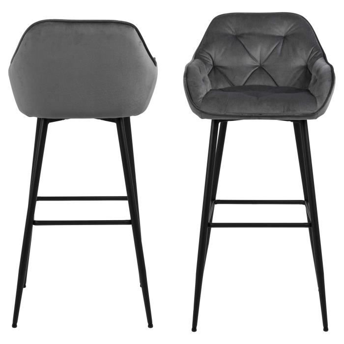 chaises de bar - emob - bridget - tissu gris - avec accoudoirs - design contemporain