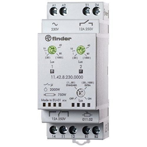 Interrupteur crépusculaire FINDER - 1 inverseur 1 NO 12 A 230 VAC - Blanc