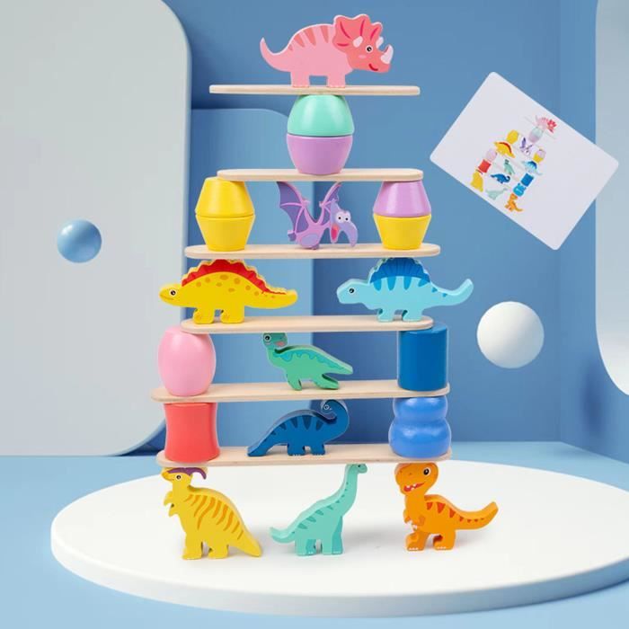 Train Dinosaure En Bois Anginne 2 En 1 Avec Tapis De Jeu Réversible – Locomotive + 10 Wagons Numérotés 0-10, Motifs Dinosaures, Peinture Non Toxique, Pour Enfants 1-4 Ans, Jeu D’éveil Complet
