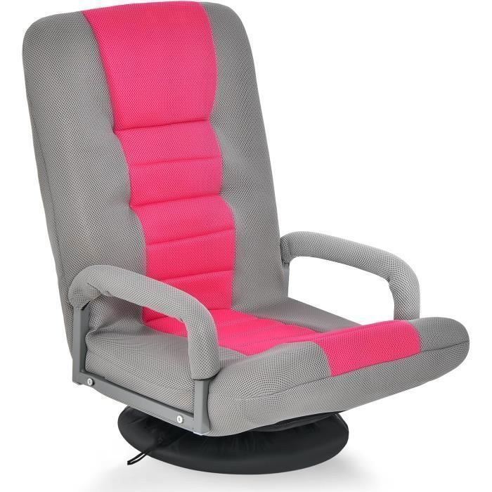 GIANTEX Fauteuil Relax Pliable et Pivotant à 360° Dossier Réglable à 5+2 Positions Fauteuil de Sol avec Accoudoirs Rosé+ Gris GIANTEX Fauteuil Relax Pliable et Pivotant à 360° Dossier Réglable à 5+2 Positions Fauteuil de Sol avec Accoudoirs Rosé+ Gris