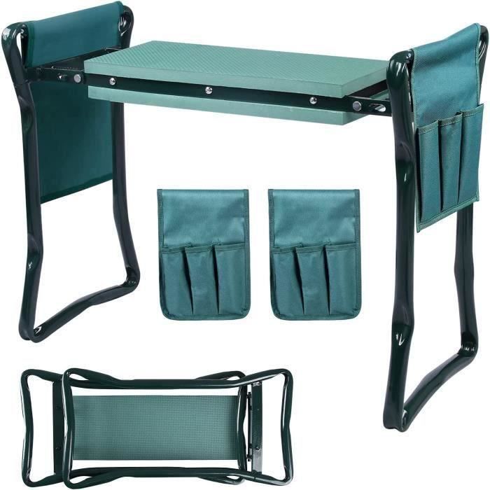 Uonlytech Pochette Latérale Outils Jardinage - Repose-Genoux Avec Poche Rangement Robuste Vert 37x19cm