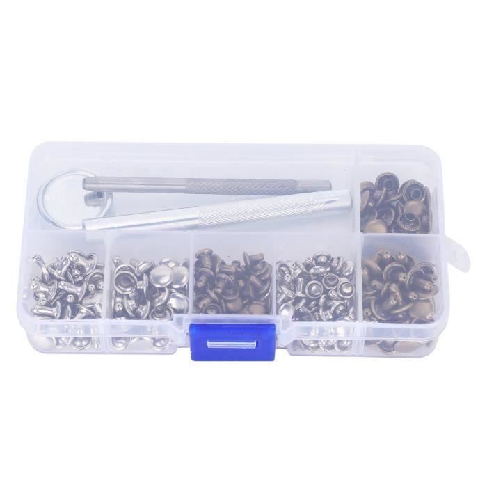 Benlay Lot De 50 Boutons Pression En Cuir De 10 Mm Avec 4 Outils D'installation Pour La Couture De Vêtements, Sacs, Et Travaux De Bricolage (argenté