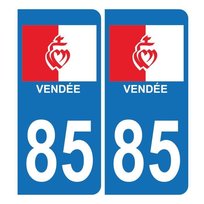 Autocollant Plaque d'immatriculation Voiture 85 Drapeau Vendéen Bis