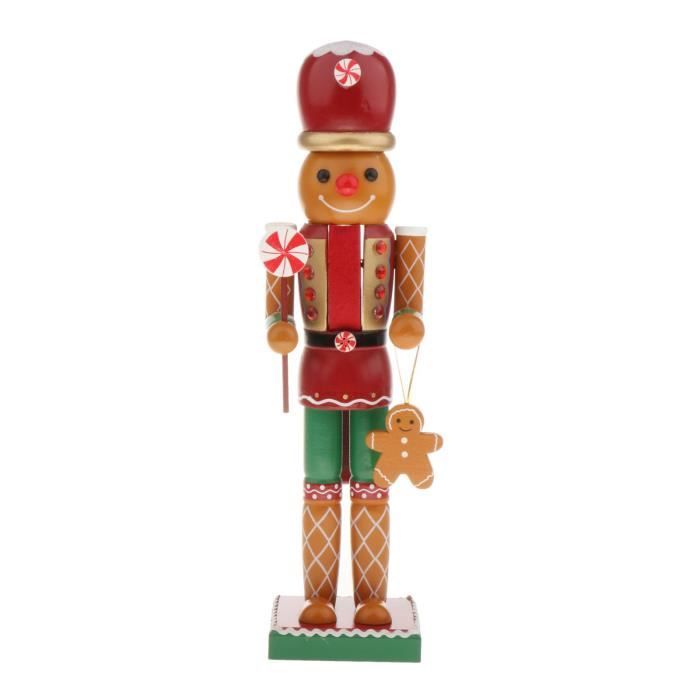 Soldat Casse-Noisette En Bois 25 Cm Avec Tambour - Décoration Noël Traditionnelle Rouge