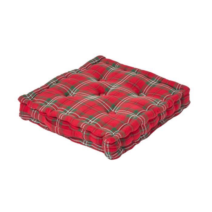 Coussin de sol - Rouge - Tartan écossais - 50 x 50 cm - Épaisseur 8 cm - Confort intérieur Coussin de sol - Rouge - Tartan écossais - 50 x 50 cm - Épaisseur 8 cm - Confort intérieur
