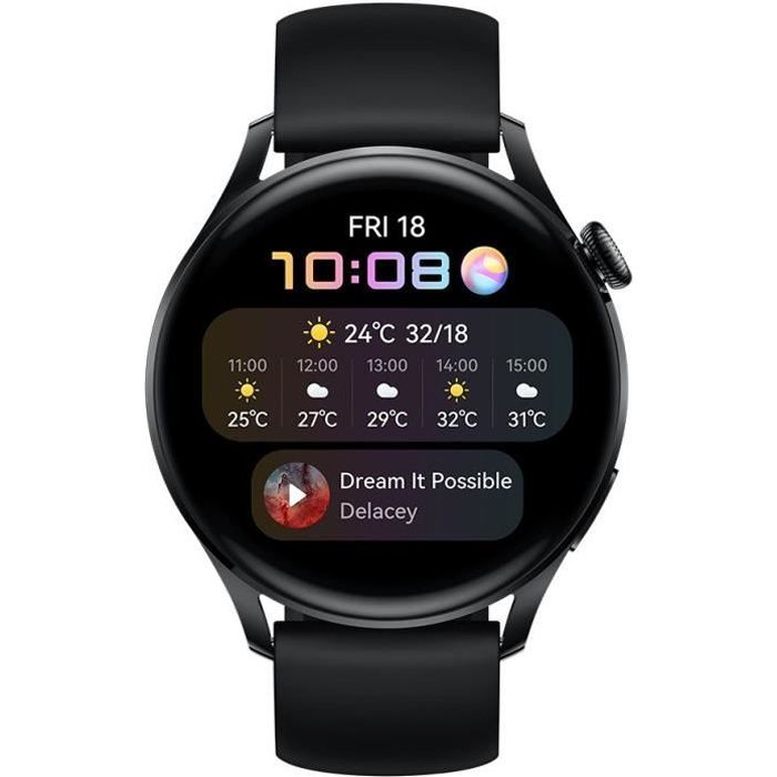 HUAWEI Watch 3 Active Black Montre connectée - Bracelet en fluoroelastomère Noir - Ecran tactile 1.43\