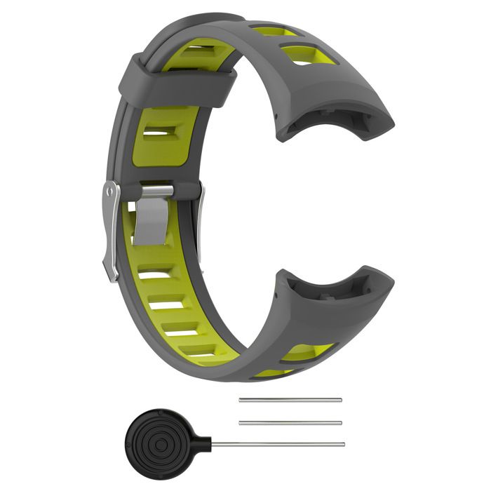 Bracelet de montre en silicone pour Suunto Quest/M1/M2/M4/M5 Gris+Vert