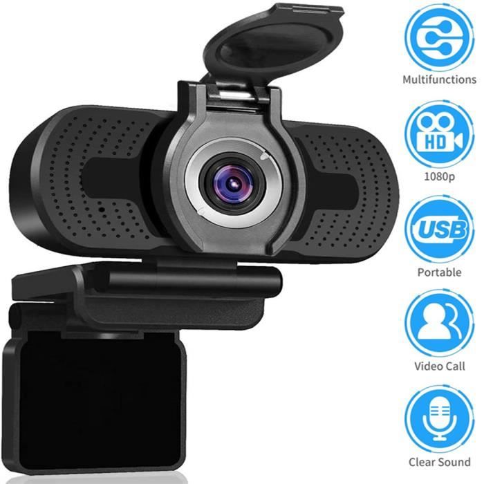Camera Webcam USB HD avec Microphone Stéréo pour la Diffusion en Ligne en Classe ou au Bureau Mac OS 10.6 Android 5.0 Webcam pour PC Compatible avec Windows Webcam 1080P Linux 10.04 ou Supérieur 