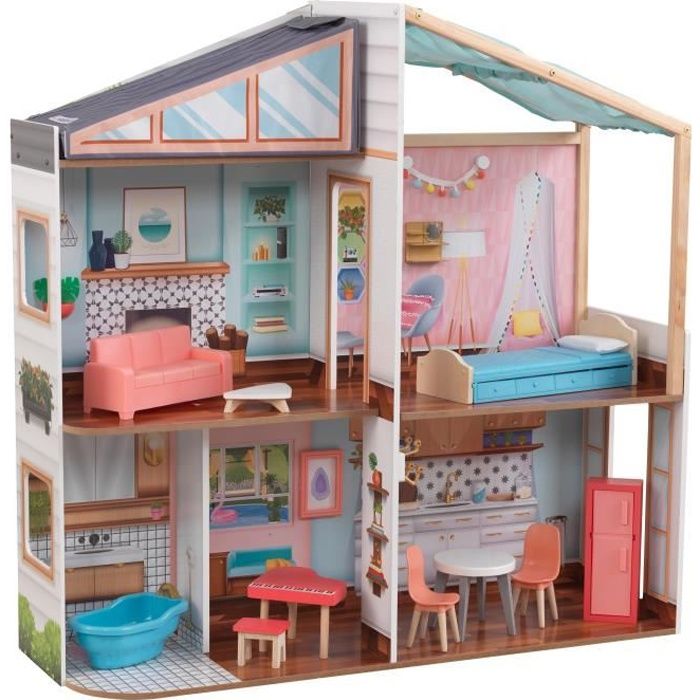 Kidkraft - Maison de poupées Dottie - En bois - Rose - Cdiscount