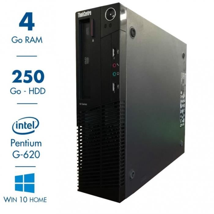 Vente Ordinateur de bureau LENOVO THINKCENTRE M81 - Intel Pentium G620 2.6Ghz - RAM 4Go DDR3 - HDD 250Go - Windows 10 Pro 64bit pas cher Vente Ordinateur de bureau LENOVO THINKCENTRE M81 - Intel Pentium G620 2.6Ghz - RAM 4Go DDR3 - HDD 250Go - Windows 10 Pro 64bit pas cher