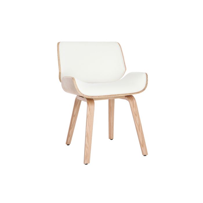 Chaise design Scandinave Moderne - MILIBOO - RUBBENS - Blanc et bois clair - Simili