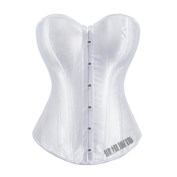 Corset Bustier Femme Satin Dentelle - Sans Bretelles, Décolleté Cœur - Baleines, Gainage 360° - Pour Mariage, Soirée, Lingerie